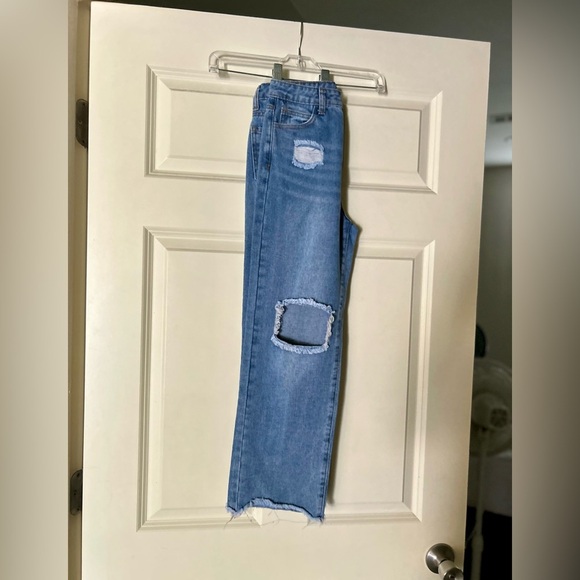 GB Girls Wide Straight Leg Distressed Jeans Size 10 - Picture 12 of 14